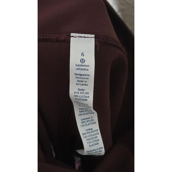 Lululemon Boogie Shorts Full-On Luon Roll Down Maroon Women's Size 6 - Picture 7 of 7